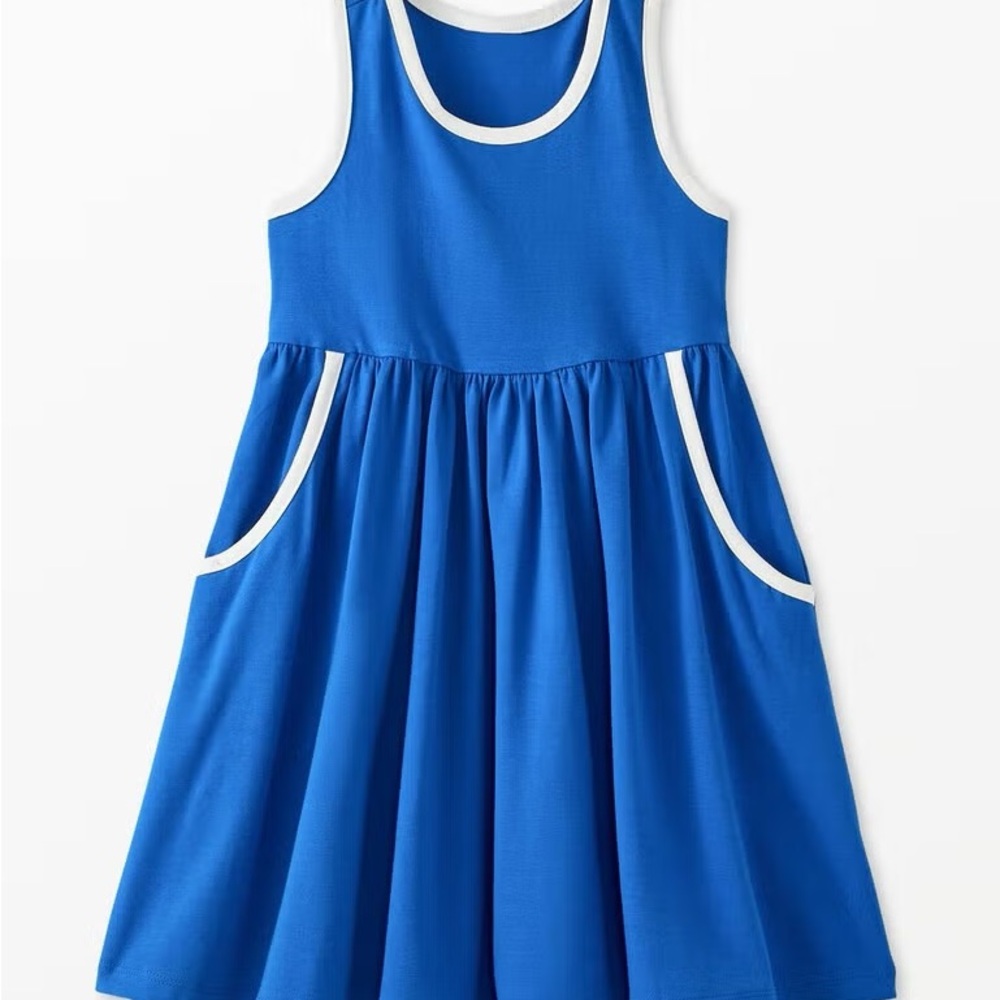 Hanna Andersson Blue Kids Dress with White Accents